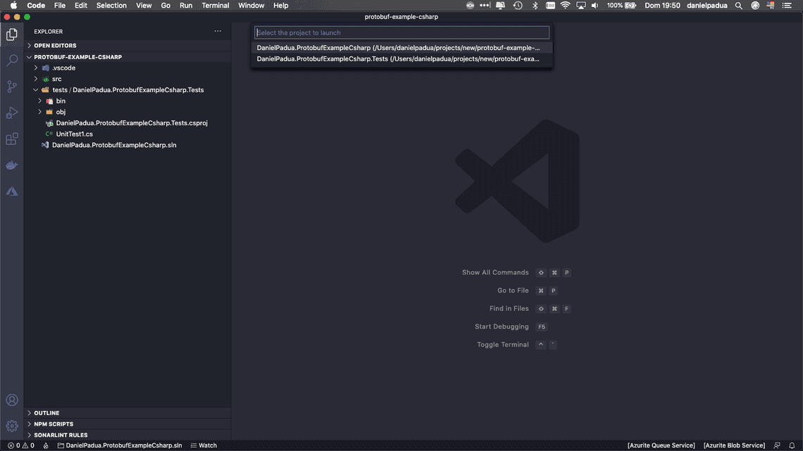 Choose the project to generate the assets