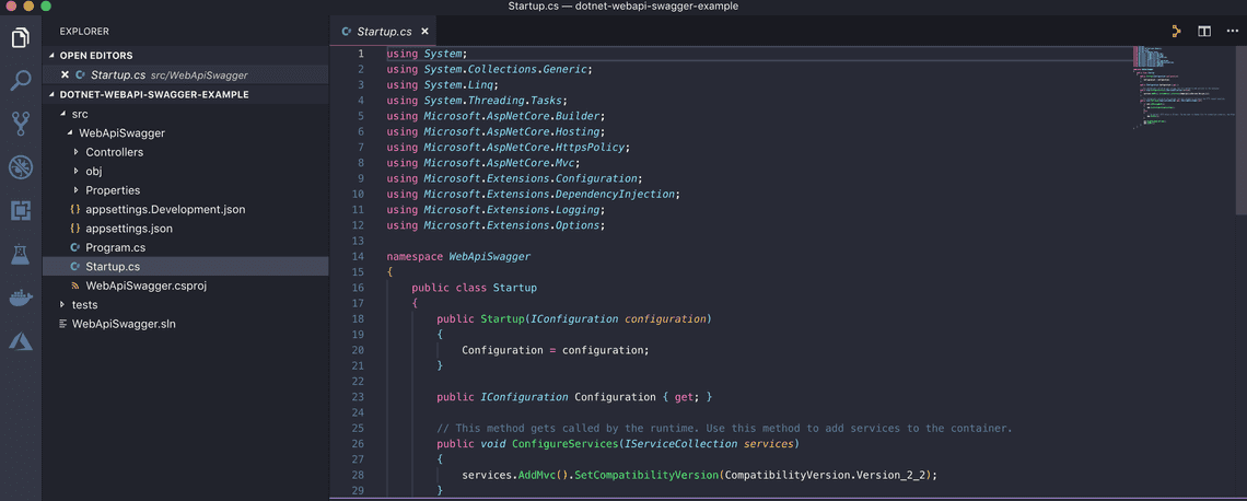 Project loaded in vscode
