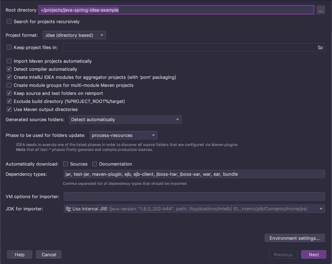 Import Spring Initializr project