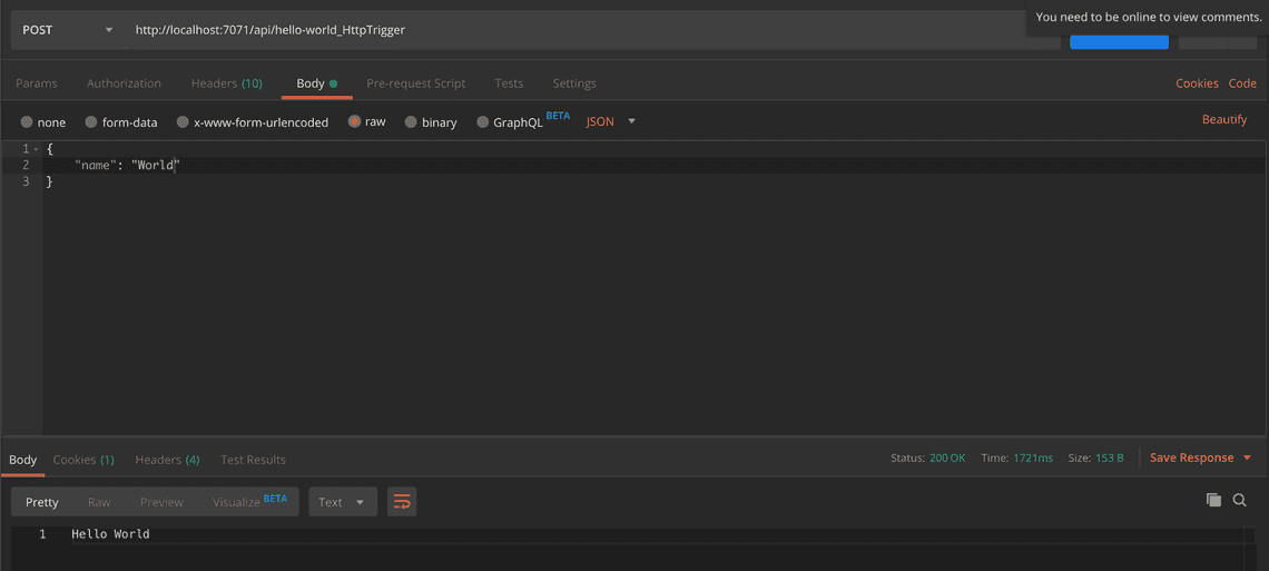 POST call with JSON parameter example