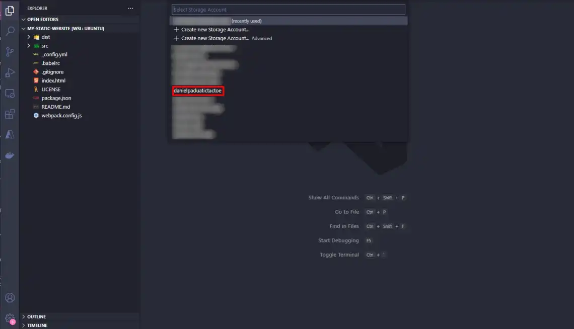 Select the same Storage you created earlier