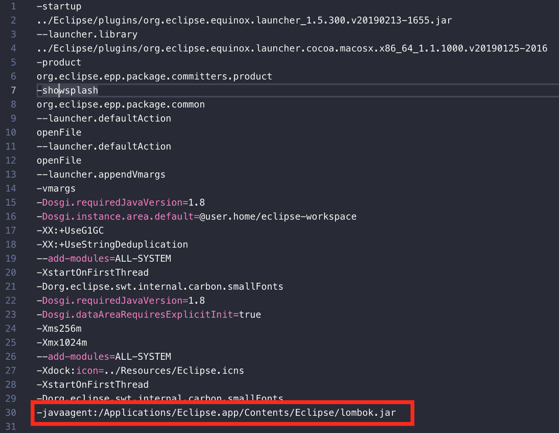 Configuring lombok in eclipse manually